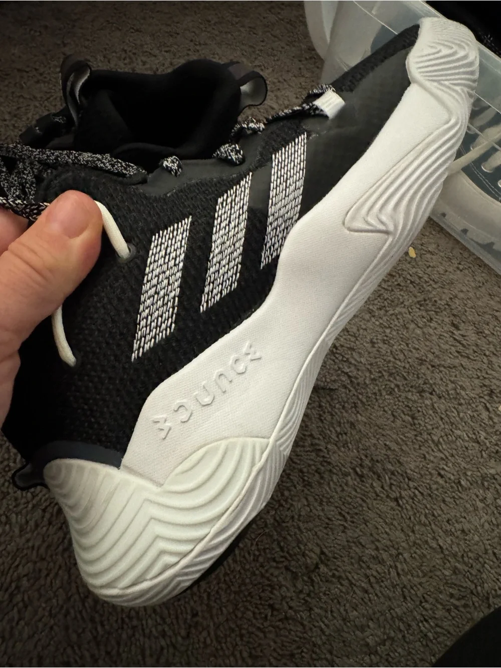 adidas Black and White Kids Basketball Shoes Harden Stepback 3 Size kids 4 NWOT